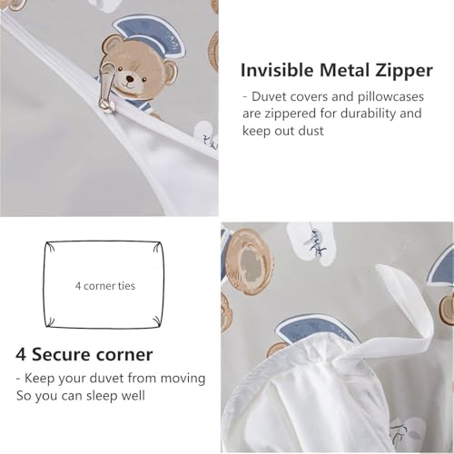 Parure de lit ours marin 220x240 gris en microfibres