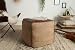 invicta INTERIOR Retro Sitzpouf Mustang 53cm Lederbezug mit Leinen Sitzwürfel Pouf Sitzhocker