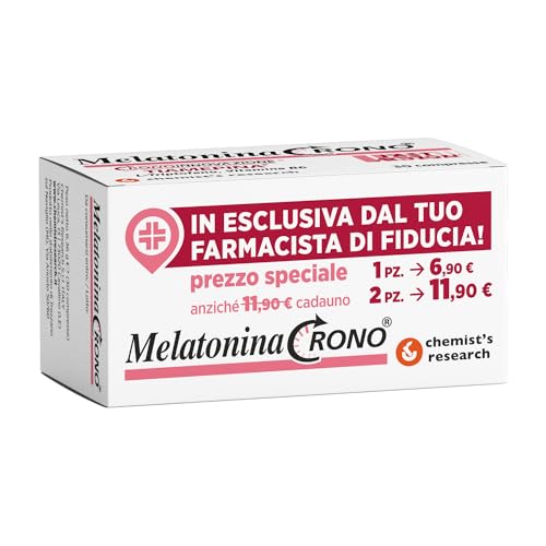 CHEMIST’S RESEARCH MELATONINA CRONO | Integratore a Base di Melatonina, Tiamepina, L-Triptofano e Vitamina B6 | 30 Compresse (1)