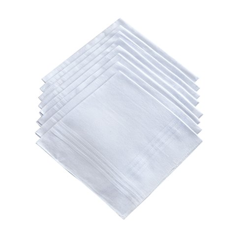 Men's Pure White 100% Cotton Handkerchief Pack Of 12 