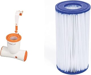 Bestway 58462-19 Flowclear Skimatic Filter Pump and Surface Skimmer, 680 Gallon, White, 47.0 cm*46.5 cm*31.5 cm & Pool Filter Cartridge