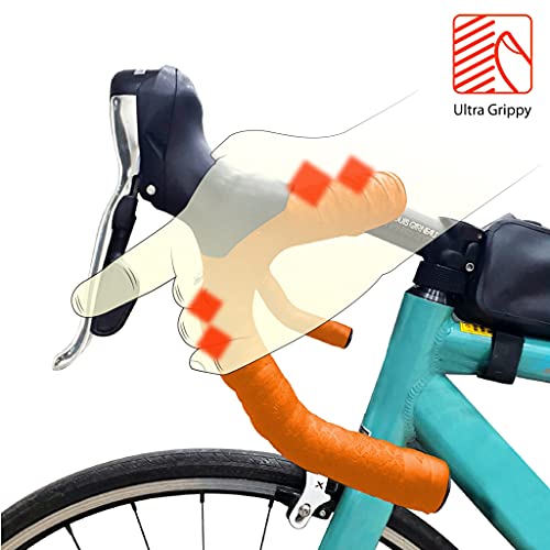 Skwi: Ki Skwiki Road Bike Handle Bar Tape, Adherent Pu Leather, Gripy, High Rebound, Breatheable, Multi-Layer Structure (Orange) #TOP1