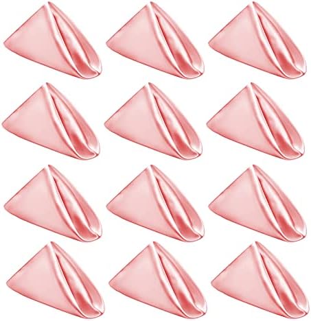Kalopro 12pieces Champagne Gold Cloth Napkins,Satin Champagne Gold Table Napkins 20×20inches Washable,Polyester Reusable Napkins Cloth for Wedding Party Thanksgiving Christmas(Champagne Gold)