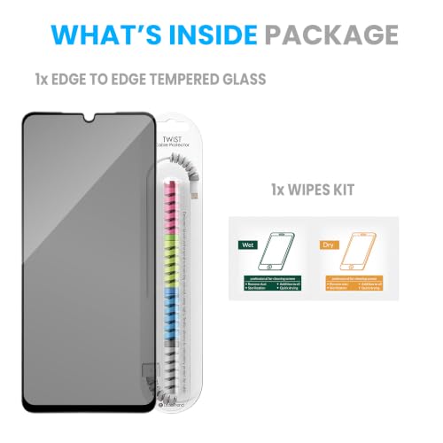 Image of FIRST MART Privacy Tempered Glass for iQOO Z11 Lite With Cable Guard & Installation Kit | Anti-Spy 9H Screen Protector, Edge-to-Edge, Case-Friendly | Black