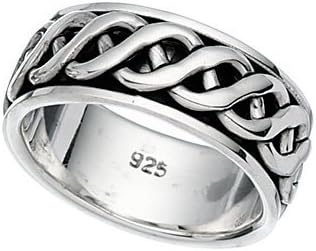 MENS SPINNER PATTERNED SILVER RING HALLMARKED 925 SILVER RING Sizes L up to Z2 you choose