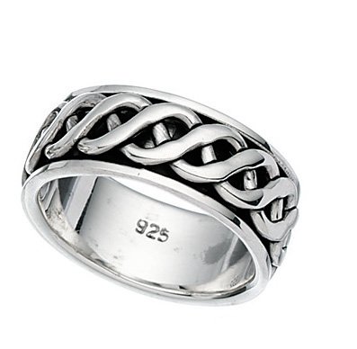 MENS SPINNER PATTERNED SILVER RING HALLMARKED 925 SILVER RING Sizes L up to Z2 you choose