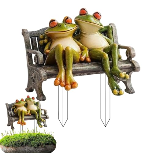Yulokdwi Gartenfiguren Frösche Outdoor | Romantische Paar Sitzbank...