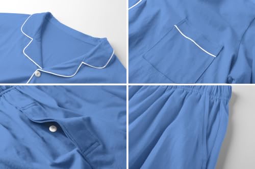Image of QZH.DUAO Mens Pajama Set 100% Cotton Long Sleeve Button Down PJs