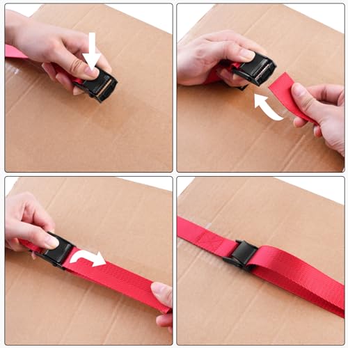 Image of TRIWONDER Cinch Tie Down Straps Cam Buckle Lashing Strap Nylon Small Ratchet Heavy Duty Belts for Packing Cargo Battery Bike Car Roof Rack Kayak Truck (01# Red - 2 Packs, 6.6 FT)