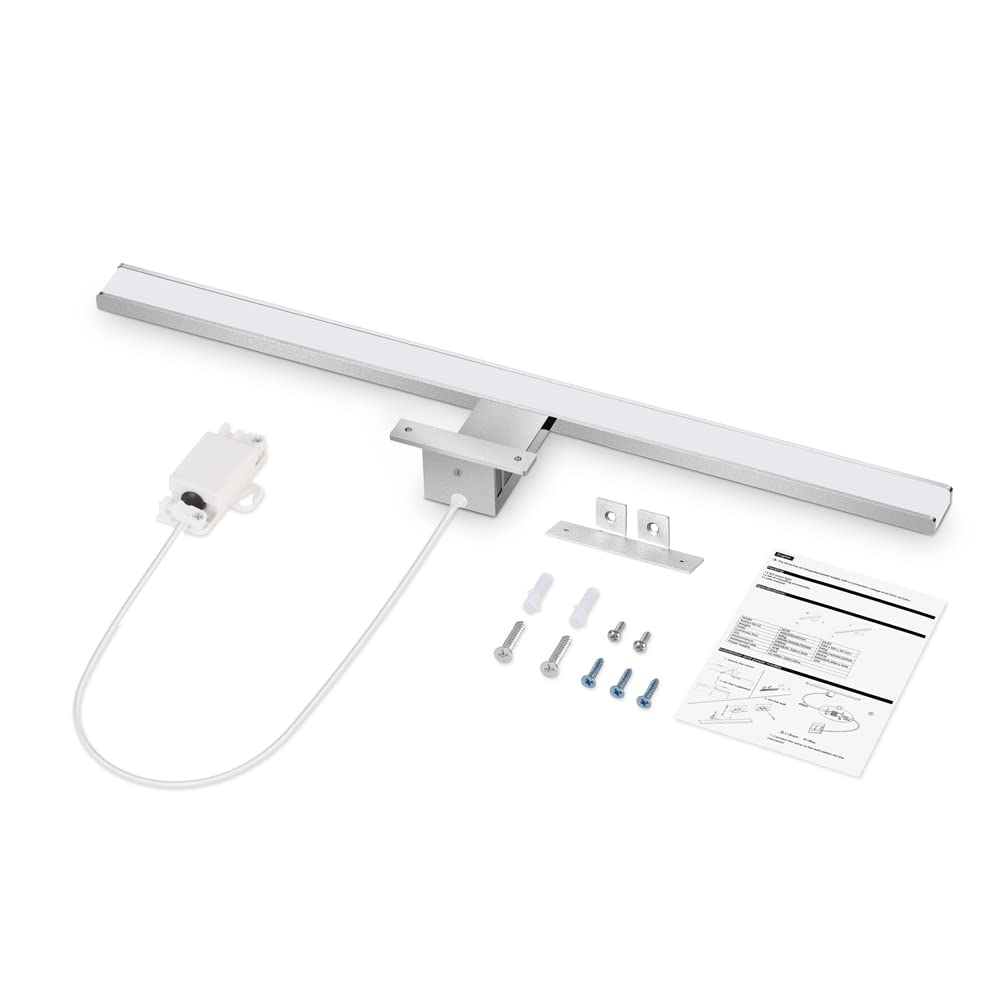 ERWEY 8W Lampada da Specchio Led per Bagno, 4000K Bianco Neutro 60cm 680lm, Lampada da Armadio IP44, Luce da Bagno per Spechio in Alluminio Luce per Trucco 230V (600mm)
