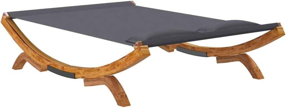 Patio Lounge Bed, Patio Furniture,Tanning Chairs for Outside,Patio Bed,Garden Lounger Chair,for Poolside, Pool, Patio, 65"x74.2"x18.1" Solid Bent Wood Anthracite
