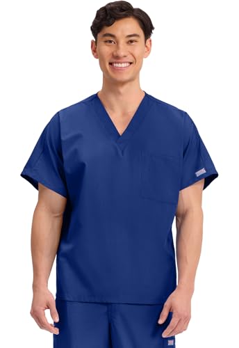 Image of Cherokee Scrubs for Women and Men Unisex V-Neck Tunic Nursing Scrub Top with Chest Pocket, Tuckable Durable Fabric - 4777 | 1 Chest Pocket For Essentials, Traditional Fit, Durable Construction, Comfortable Knit Details, Easy Care, Tuckable Style