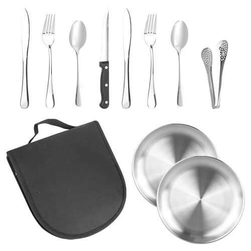10-Teiliges Camping Besteck Set, Portable Campingbesteck Set für ...