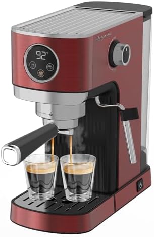 DRAGONBALL Espresso Machine, 1350W Cappuccino Machine, Small Espresso Machine with 40 oz Removable Water Tank, Espresso Coffee Maker for Latte, Cappuccino, Red