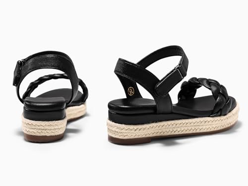 Image of Coutgo Girls Platform Sandals Espadrille Braid Open Toe Ankle Strap Wedge Sandals Summer Dress Shoes for Toddler /Little /Big Kids