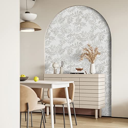 Grey Floral Wallpaper Peel And Stick Wallpaper Boho Contact Paper For Cabinets Removable Wallpaper Leaf Wallpaper For Bedroom Self Adhesive Contact Paper For Drawers Modern Wallpaper Shelf17.7"X78.8" #TOP6