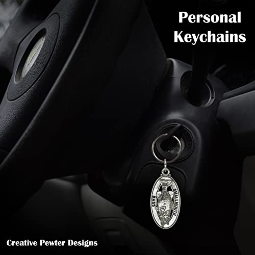 Image of Smallmouth Bass Keychain, Pewter, F086KC, 1 3 /4 inch, 100% Handmade in the USA, Fish Keychain, smallmouth, Bronzeback Key Chain, Key Ring, Key Fob, Fishing Gift, Over 200 Fish Designs Available., Medium