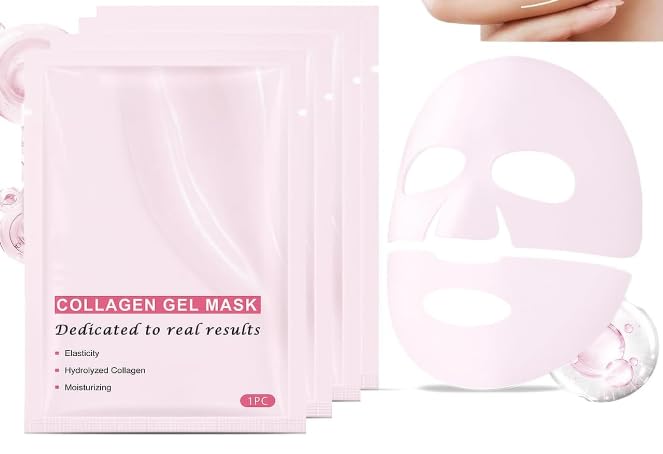 4 Piezas Mascarilla Facial, Mascarilla de Colágeno Facial, Iluminar el Color de La Piel, Reducir las Líneas Finas, Hidratante, Mejora la Elasticidad