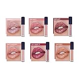 6 pc long lasting nude brown purple metallic shimmer liquid lipstick set (Set 2（31-36）)
