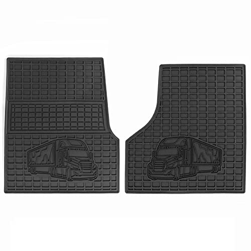 SHINJEW Floor Mats Compatible with Freightliner Cascadia 113&125 2008-2020 Truck Floor Rubber Mats for Freightliner Cascadia Accessories All-Weather Guard Heavy Duty Includes 2PCS Set