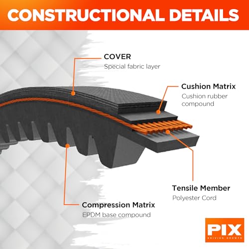Image of PIX AX38 Cogged V-Belt - 1 /2 x 40in OC, Industrial Drive V-Belt for High Horsepower Applications, Compressors, Pumps, Fans, Vacuum Pumps, Blowers, Generators, Heat Exchangers, and Industrial Drives