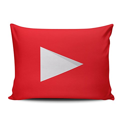 KEIBIKE Personalized Social Media Logo YouTube Rectangle Decorative Boudoir Pillowcases Red Design Zippered Throw Pillow Covers Cases 12x16 Inches One Sided