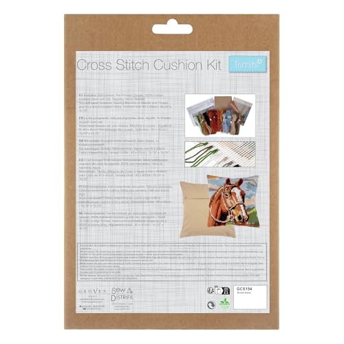 Trimits Cross Stitch Cushion Kit, Cushion Back Included, Pre Printed Canvas - Image 3
