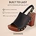 CUSHIONAIRE Women's Sisi Faux Wood Sandal +Comfort Foam & LiteSole Technology, Wide Widths Available, Black 8