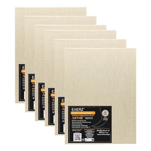 Exerz 24x30cm Paneles de lienzo de lino, 3 mm, 320 g/m², 100% lino, 6 unidades - pintura al óleo y acrílica