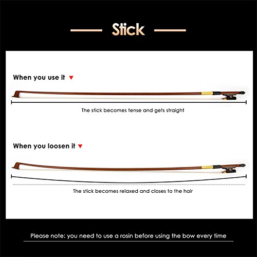 image for Kmise Violin Bow 4/4 Full Size Sandalwood Baroque Bow for Fiddle with 