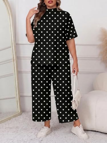 Image of Women's Plus Size 2 Piece Outfits Batwing Sleeve Top Wide Leg Lounge Set | Crew neck top, Cozy 2 piece lounge set, Casual