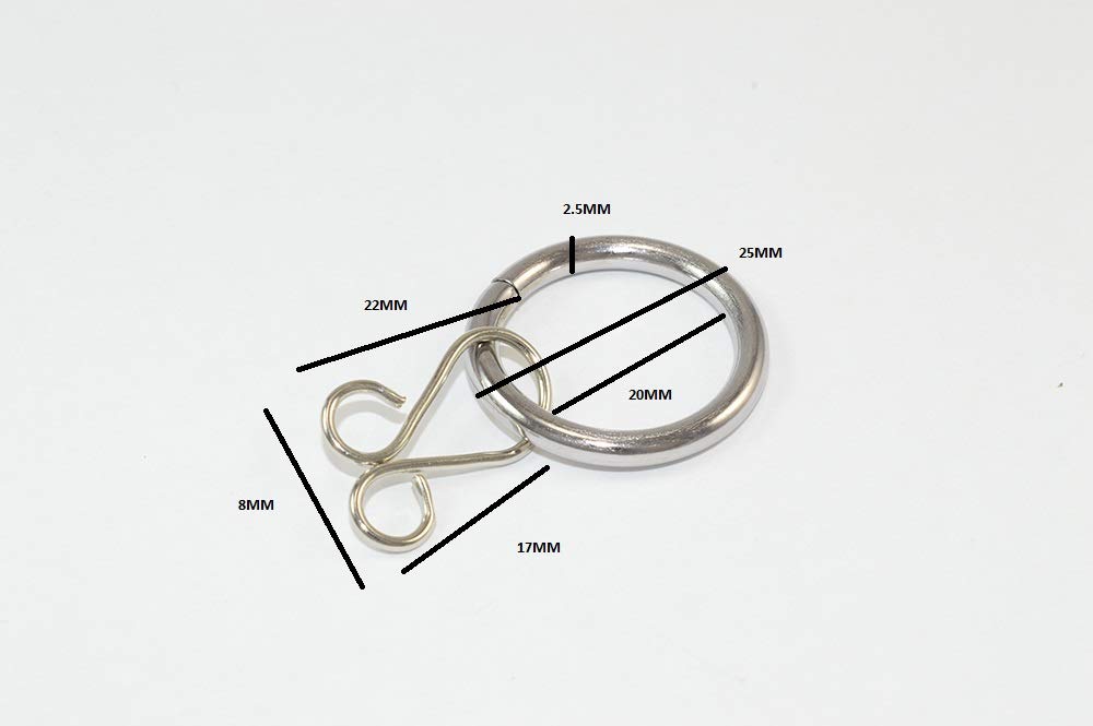 30 x Curtain Drape Rod Rings Loose Eye Chrome CP Steel ID 20mm - OD 26mm