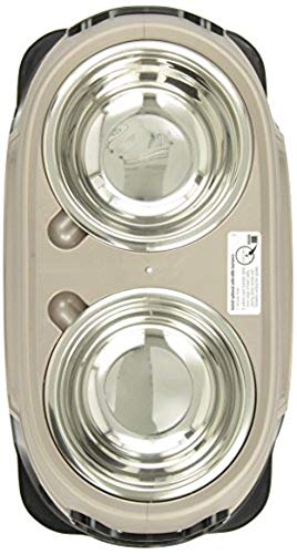 Petmate Easy Reach Pet Diner Elevated Dog Bowls 2 Sizes 2 Polished Colors, Black/Pearl Tan, Large (23479) #TOP5