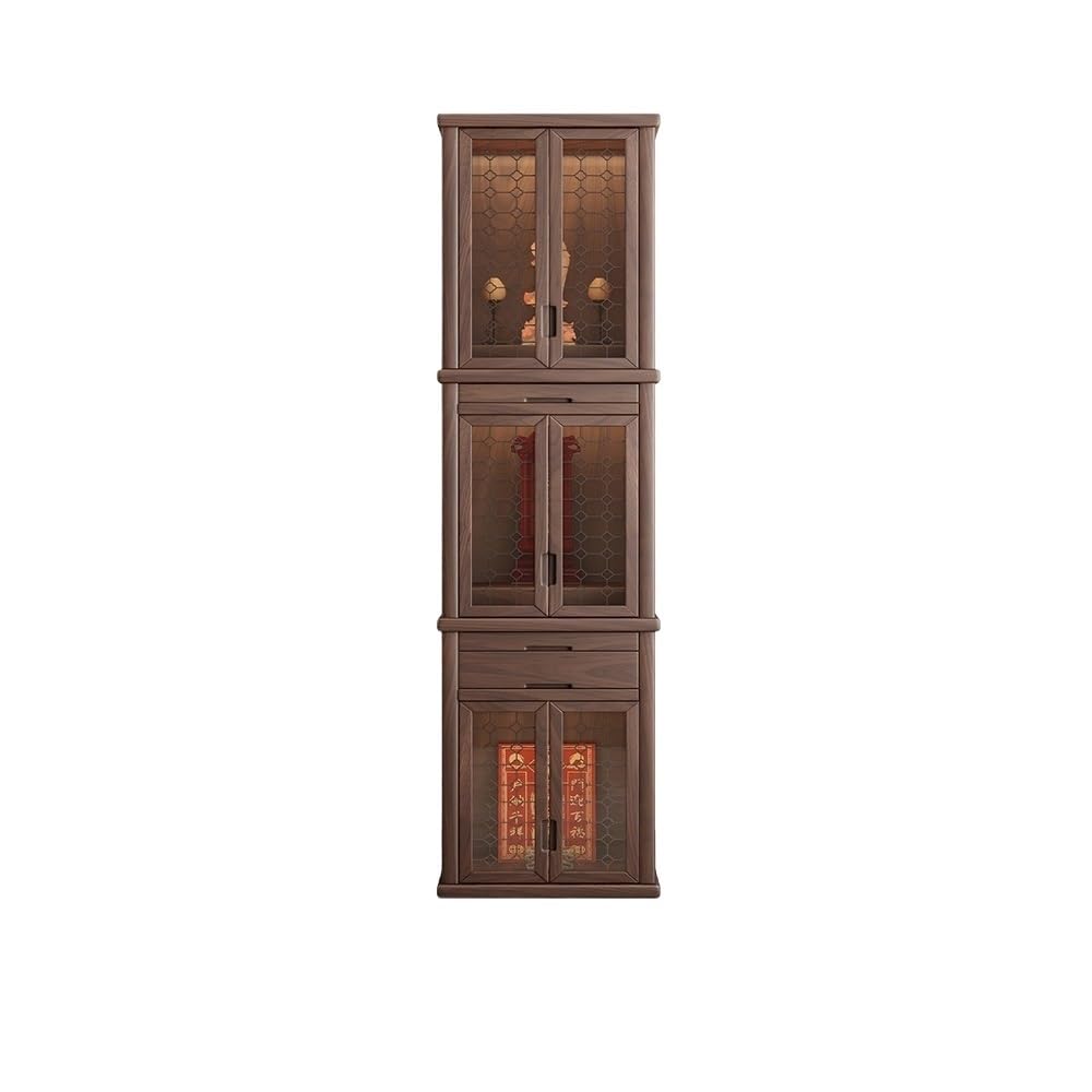 Cenz-888 buddha statue display table Solid Wood 3 - Tier Buddhist Shrine Cabinet(Bruin)