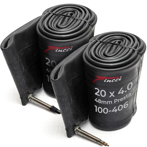 Fincci Fat Bike Inner Tubes 20 X 4.0 - Pair 100-406 Mm With 48Mm Presta Valve - For Fat Tire And Mountain, Electric & Road Bicycles - Suitable For San