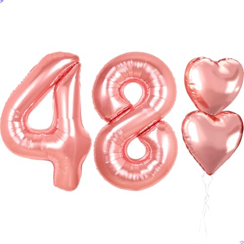 40 inch Rose Gold Birthday Balloons for Women, Number 48 84 Balloon Happy Birthday Decorations for Women Rose Gold Woman 48th 84th Birthay Party Decorations Balloon for Her Hotel Room Wall Decor