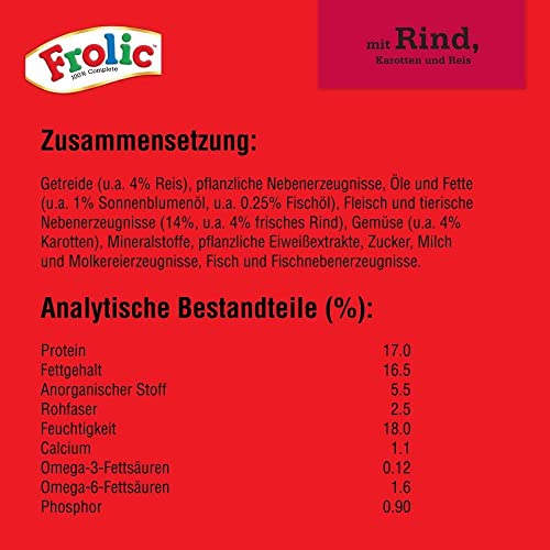 Frolic Hundefutter - Trockenfutter für kleine Hunde mit Rind, Karotten und Reis - Leckere saftige Ringos - Beutel (6 x 1kg)