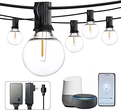 Banord Smart Outdoor String Lights, G40 50Ft Waterproof Patio Lights With Alexa Control, Dimmable Hanging Backyard Lights With 26 (1 Spare) Plastic Bulbs For Porch Bistro Cafe #TOP9