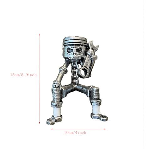 Escultura de calavera tallada en resina estilo pistón 14 cm miniatura 2