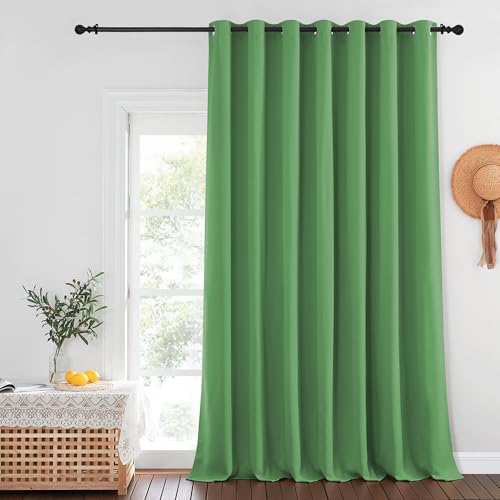 NICETOWN Patio Door Curtain Sound Blocking, Bedroom Privacy Room Divider Curtain, Thermal Insulated Blackout Closet Sliding Door Shade (1 Panel, 100" Wide x 120" Long, Froest Green)