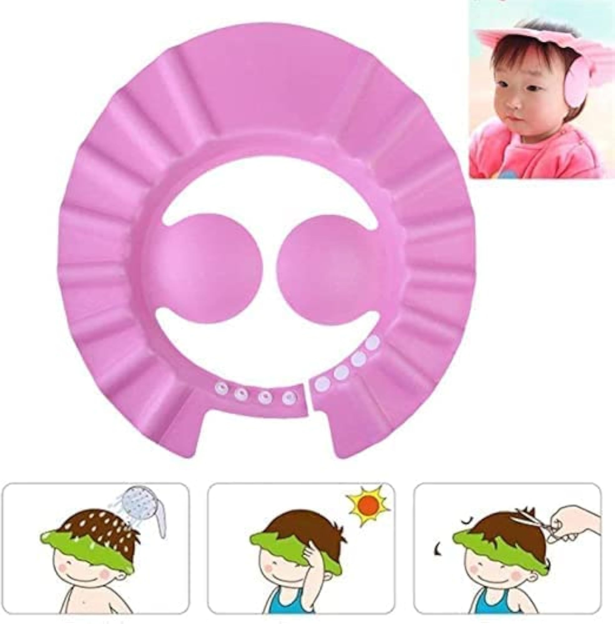 Soft Adjustable Visor Hat Shampoo Bath Cap, Multi Color
