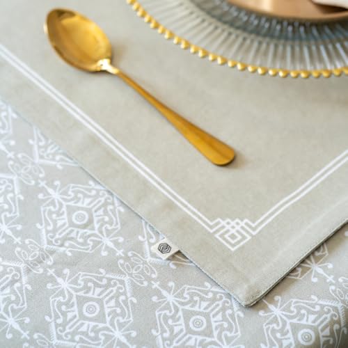 Image of THE YARD HOUSE Placemats - Reversible & Wipeable Cotton Placemats (Dholpur Beige, Set of 4)