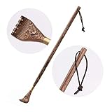 DQWGSS Volver Rascador de Madera portátil con el Real de Cuero de Vaca Cuerda por un Instante Herramienta masajeador de Mano Alivio Picazón,Marrón