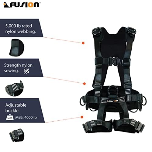 Fusion Climb TAC-Scape-H Utility Harness – Heavy-Duty Adjustable Gear Support with Quick-Release Buckles, Black