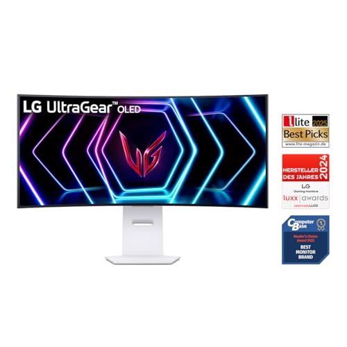 LG Electronics 39GS95QE-W.AEU Curved UltraGear™ OLED Gaming Monitor 39, 3440 x 1440, 21:9, 0,03 ms GtG, 240 Hz, HDR10, DisplayHDR™400 TRUE BLACK, DCI-P3 98,5%, NVIDIA G-Sync™, AMD FreeSync™ - Weiß