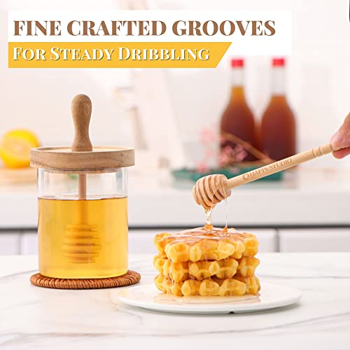 Happi Studio Honey Pot - Airtight 13 Oz Honey Jar And Dipper Set - Honey Jars With Dipper - Honey Dipper Stick And Jar Set - Glass Honey Dispenser - Honey Containers With Wooden Honey Dipper #TOP7
