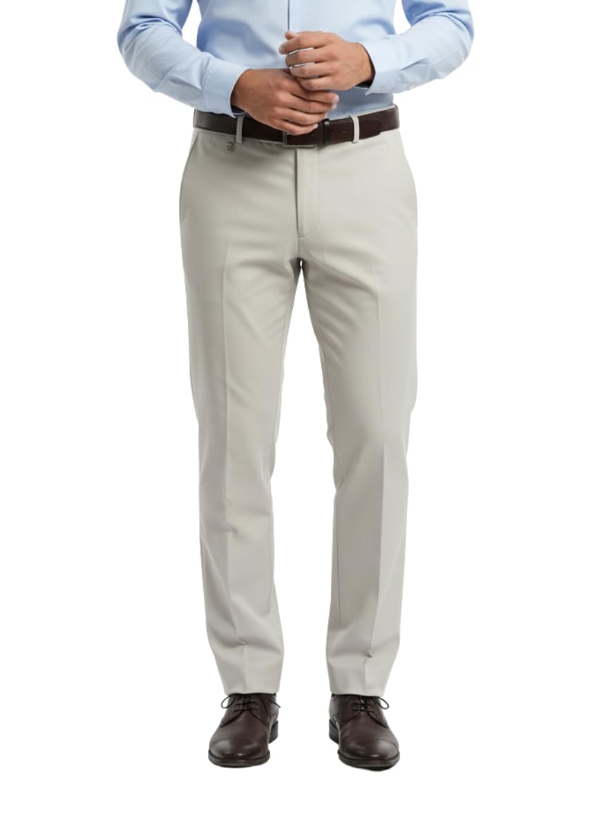 Men’s Premium Ankle Fit Formal Trousers | Structured Slim Fit Cotton-Rich Professional Pants | Classic Tailored Formal Pant for Men | Ideal for Office, Meetings & Formal Events