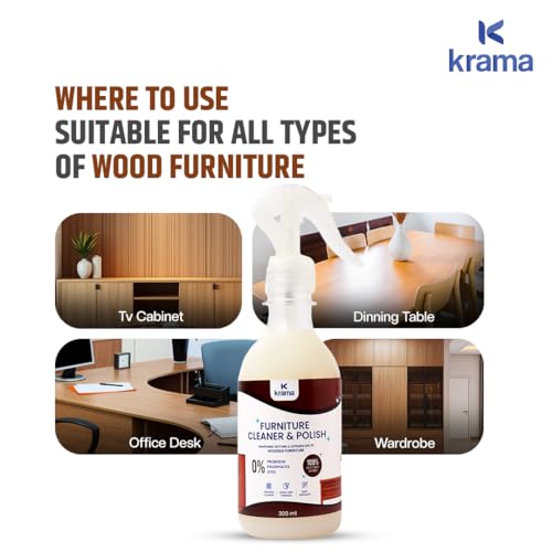 Image of Krama Cleaner & Polish Spray 900ml | Multipurpose Surface & Laminate Cleaner | Maintain 100% Shine | Wooden Furniture Cleaner Solution Like Desk,Chair,Tables Etc | Combo Pack 300Ml Each (900ml)