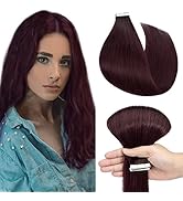 SEGO Tape in Hair Extensions Human Hair,Claret 20 Inch 50g/pack 20 pcs,Hair Extensions Real Human...