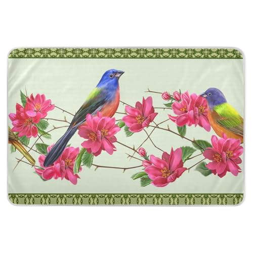 susiyo Floral Border Red Flowers Bed Pads for Incontinence Mattress Protector Anti-Slip Waterproof Pads (56